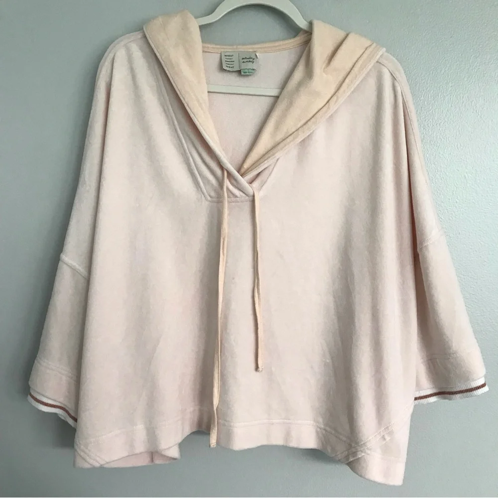 Anthropologie Saturday Sunday Velour Cropped Hoodie Sweatshirt